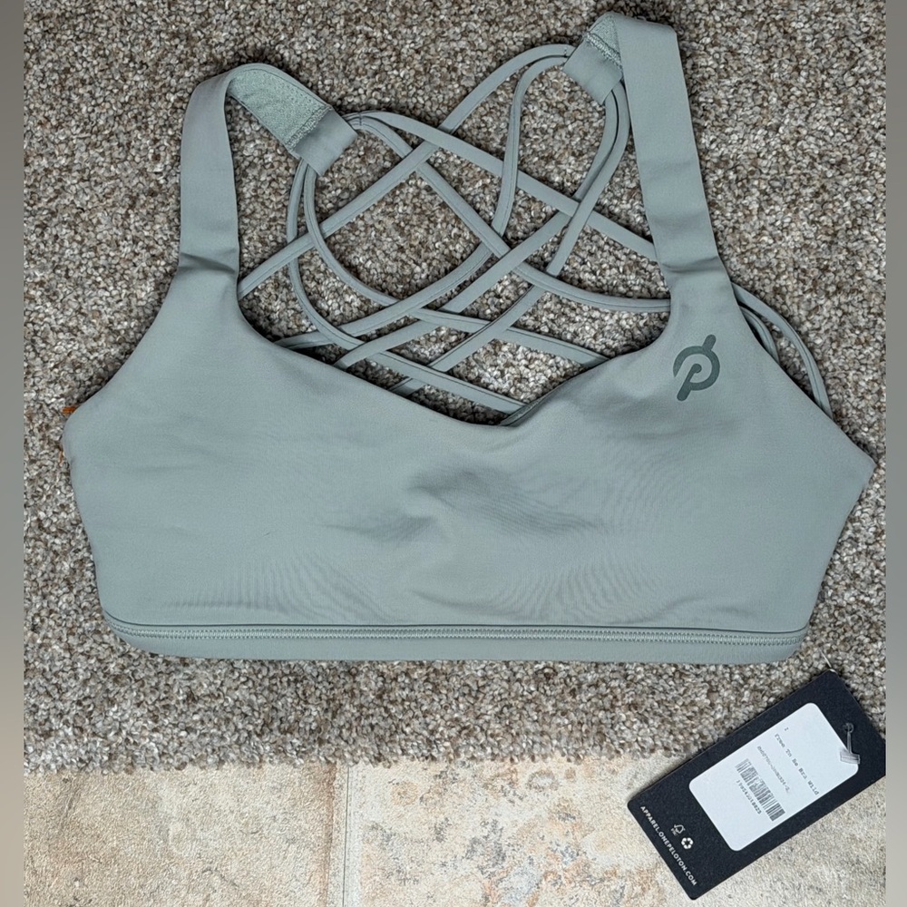 Lululemon/Peloton Light Gray/Green Sports Bra - Size 2